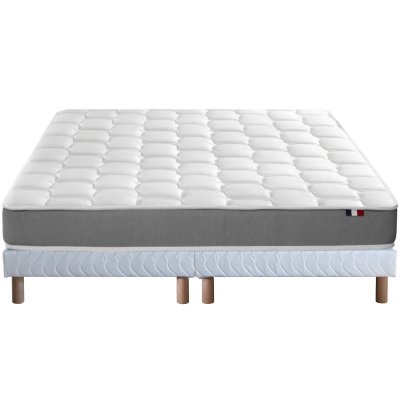 IDLITERIE Ensemble matelas m&eacute;moire de forme sommier blanc 160x200