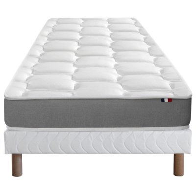 IDLITERIE Ensemble matelas m&eacute;moire de forme sommier blanc 90x200