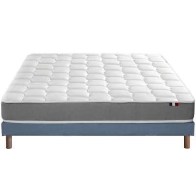 IDLITERIE Ensemble matelas m&eacute;moire de forme sommier bleu 140x190