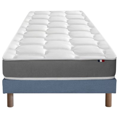  Ensemble matelas m&eacute;moire de forme sommier bleu 90x190