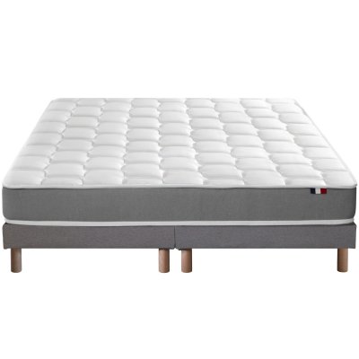 Ensemble matelas m&eacute;moire de forme sommier gris 160x200