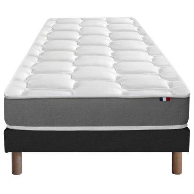 IDLITERIE Ensemble matelas m&eacute;moire de forme sommier noir 90x190