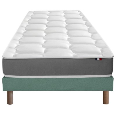  Ensemble matelas m&eacute;moire de forme sommier vert 90x190