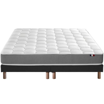 Ensemble matelas m&eacute;moire forme sommier noir 160x200