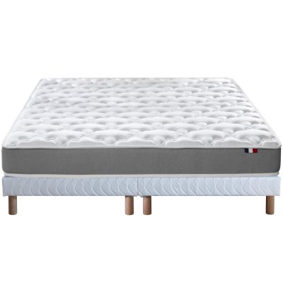 Ensemble matelas mousse ferme sommier blanc 160x200
