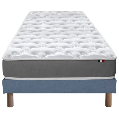 IDLITERIE Ensemble matelas mousse ferme sommier bleu 90x190