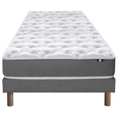 IDLITERIE Ensemble matelas mousse sommier gris 90x190
