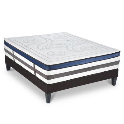 Ensemble Matelas Quintessence m&eacute;moire de forme - 30cm + sommier tissu gris - 140 x 200 cm
