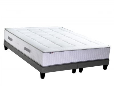 DOUX SOMMEIL Ensemble matelas Ressort 7 zones H30 + 2 sommiers gris chine 160x200