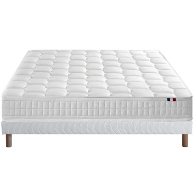  Ensemble matelas ressort m&eacute;moire forme sommier blanc 140x190