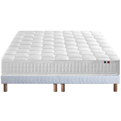 IDLITERIE Ensemble matelas ressort m&eacute;moire forme sommier blanc 180x200