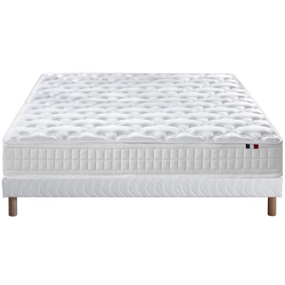 SELENIA Ensemble matelas ressorts 5 zones sommier blanc 140x190