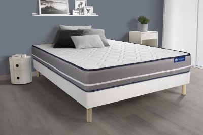 ACTISOM Ensemble matelas Ressorts ensach&eacute;s ACTIFLEX PUR 140x200cm 3zones de confort + sommier KIT blanc 