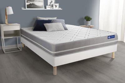ACTISOM Ensemble matelas Ressorts ensaches ACTIFLEX TOUCH 3 zones de confort sommier KIT blanc