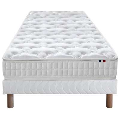 IDLITERIE Ensemble matelas ressorts fermes sommier blanc 90x190