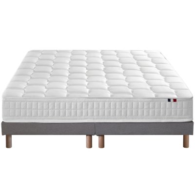 SELENIA Ensemble matelas ressorts sommier gris 180x200