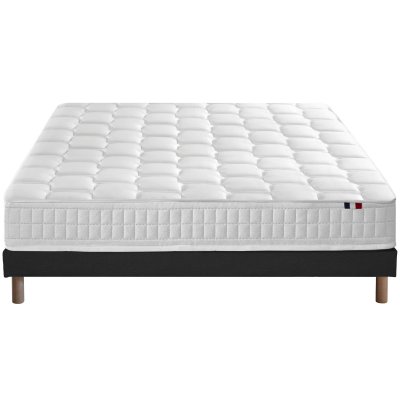 SELENIA Ensemble matelas ressorts sommier noir 140x190