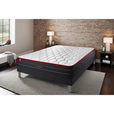 SOMNESS Ensemble matelas sommier Boost 140 x 200 cm - Couleur : Noir - Noir