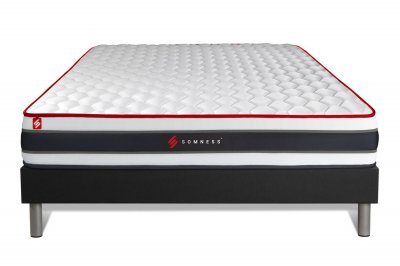 SOMNESS Ensemble matelas sommier Energy 140 x 190 cm - Couleur : Noir - Noir