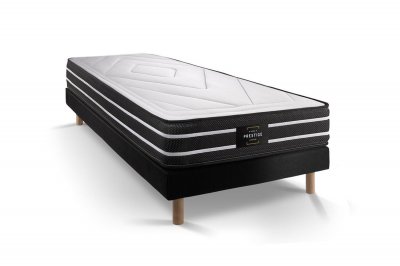 PRESTIGE LITERIE Ensemble matelas sommier Exclusive 90 x 190 cm - Couleur : Noir - Noir