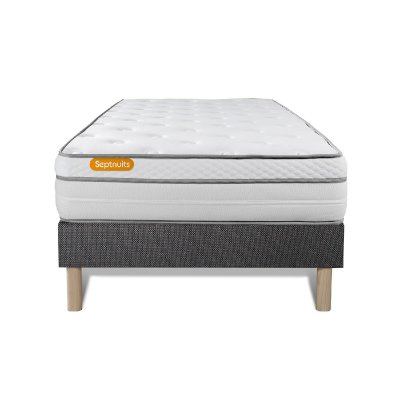 SEPTNUITS Ensemble matelas sommier Memo luxe 90 x 190 cm - Couleur : Gris - Gris
