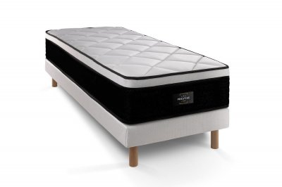 PRESTIGE LITERIE Ensemble matelas sommier Suite 90 x 190 cm - Couleur : Blanc - Blanc