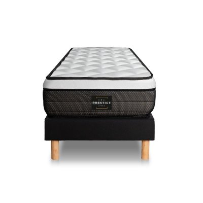 PRESTIGE LITERIE Ensemble matelas sommier Suite 90 x 200 cm - Couleur : Noir - Noir