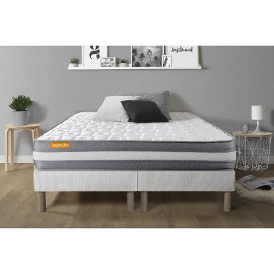 SEPTNUITS Ensemble Memo plus M&eacute;moire de forme Double sommiers Blanc