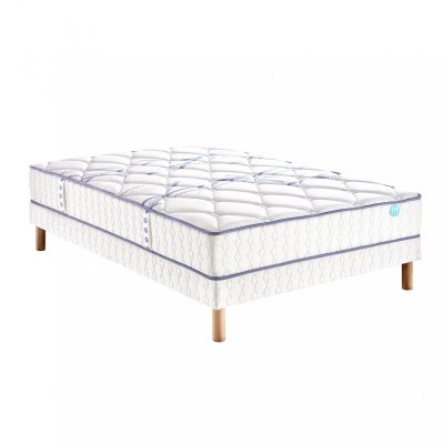 MERINOS Ensemble  matelas joystic ressorts sommier pieds 140x190
