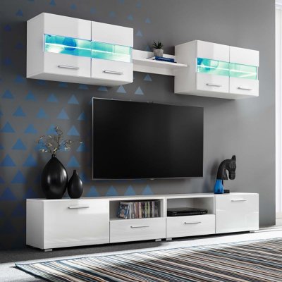 VIDAXL Ensemble meuble mural tv 5 pcs lumi&egrave;res led haute brillance 246027
