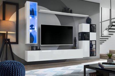  Ensemble meuble tv design ""switch ii"" 250cm blanc & noir