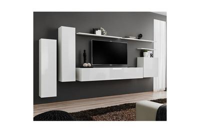 PARIS PRIX Ensemble meuble tv mural - switch i - 330 cm x 160 cm x 40 cm - blanc