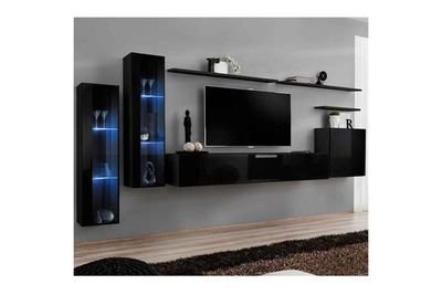 PARIS PRIX Ensemble meuble tv mural - switch xi - 330 cm x 160 cm x 40 cm - noir