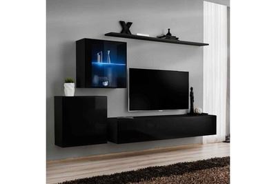 PARIS PRIX Ensemble meuble tv mural - switch xv - 250 cm x 150 cm x 40 cm - noir