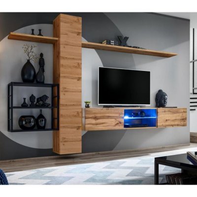 PARIS PRIX Ensemble Meuble TV ""Switch V"" 270cm Naturel & Noir