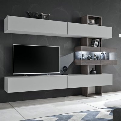GENERIQUE Ensemble meuble tv ""tokyo"" 250cm gris & ch&ecirc;ne