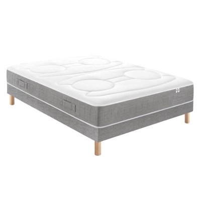 DOUCES NUITS Ensemble Mirage Mousse HR 35kg/m3 + Visco&eacute;lastique + Sommier Base Ferme 160x200