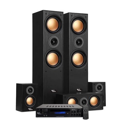 EVIDENCE ACOUSTICS Ensemble pack - EA950-BK - 5 enceintes 850W - finition cuivre, Ampli 5.2, USB BT FM - 4 x75W, 3 x20W