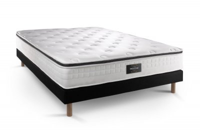 PRESTIGE LITERIE Ensemble Privil&egrave;ge 140x200 M&eacute;moire de forme 5 zones sommier noir