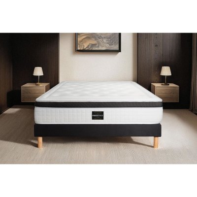 PRESTIGE LITERIE Ensemble Privil&egrave;ge 160x200 M&eacute;moire de forme 5 zones sommier noir