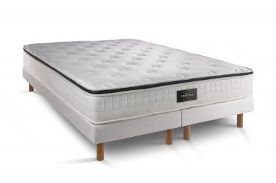 PRESTIGE LITERIE Ensemble Privil&egrave;ge M&eacute;moire de forme Double sommiers Blanc