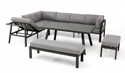 DCB GARDEN Ensemble repas de jardin 9 places en aluminium gris anthracite