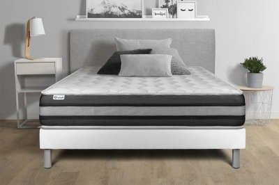 VITALIT Ensemble Ressorts et M&eacute;moire de forme 200x200cm kit Blanc