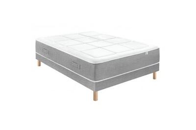 DOUCES NUITS Ensemble riviera 744 ressorts ensach&eacute;s + 6 cm visco&eacute;lastique + sommier base ferme 140x200