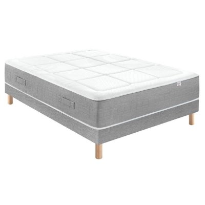 DOUCES NUITS Ensemble Riviera 744 ressorts ensach&eacute;s + 6 cm Visco&eacute;lastique + Sommier Base Morpho 80x190