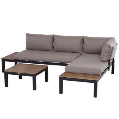 OUTSUNNY Ensemble salon de jardin d'angle design contemporain 5 places alu.