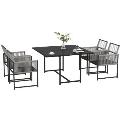 OUTSUNNY Ensemble salon de jardin design Acapulco encastrable 4 places 5 pi&egrave;ces