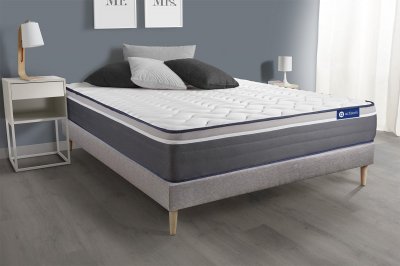 ACTISOM Ensemble sommier matelas 180x200 Actiflex plus - 26 cm - Tr&egrave;s ferme - sommier kit gris