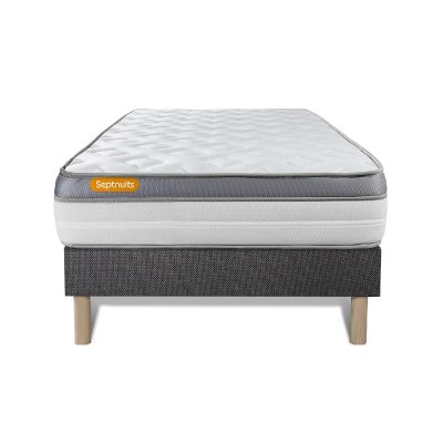 SEPTNUITS Ensemble sommier matelas 90x190 Memo zen M&eacute;moire de forme - 26 cm - Ferme - sommier gris 