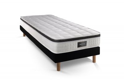 PRESTIGE LITERIE Ensemble Sup&eacute;rieur 90x190 M&eacute;moire de forme 3 zones sommier noir